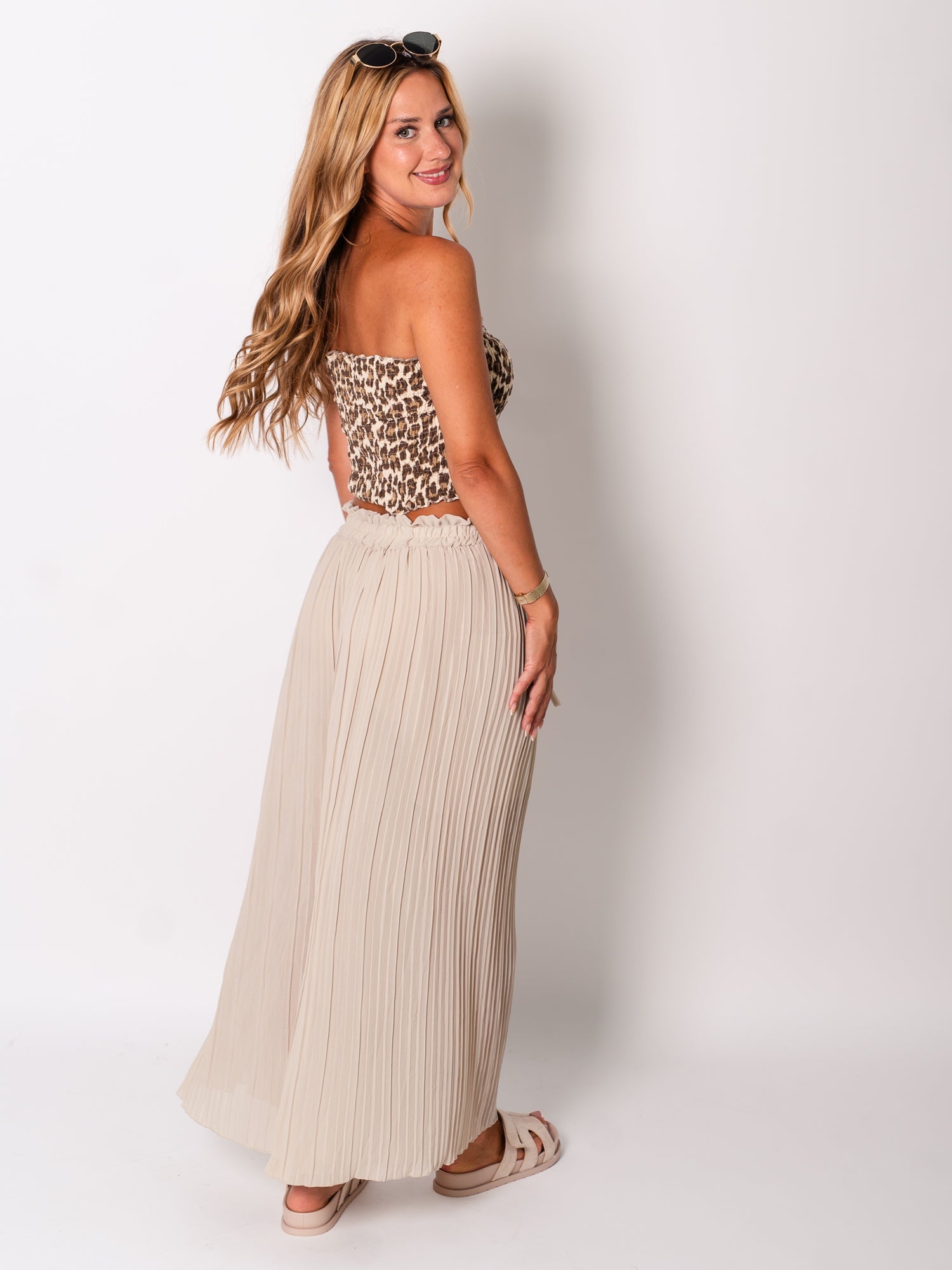 Lamiya Plissee Hose - Beige
