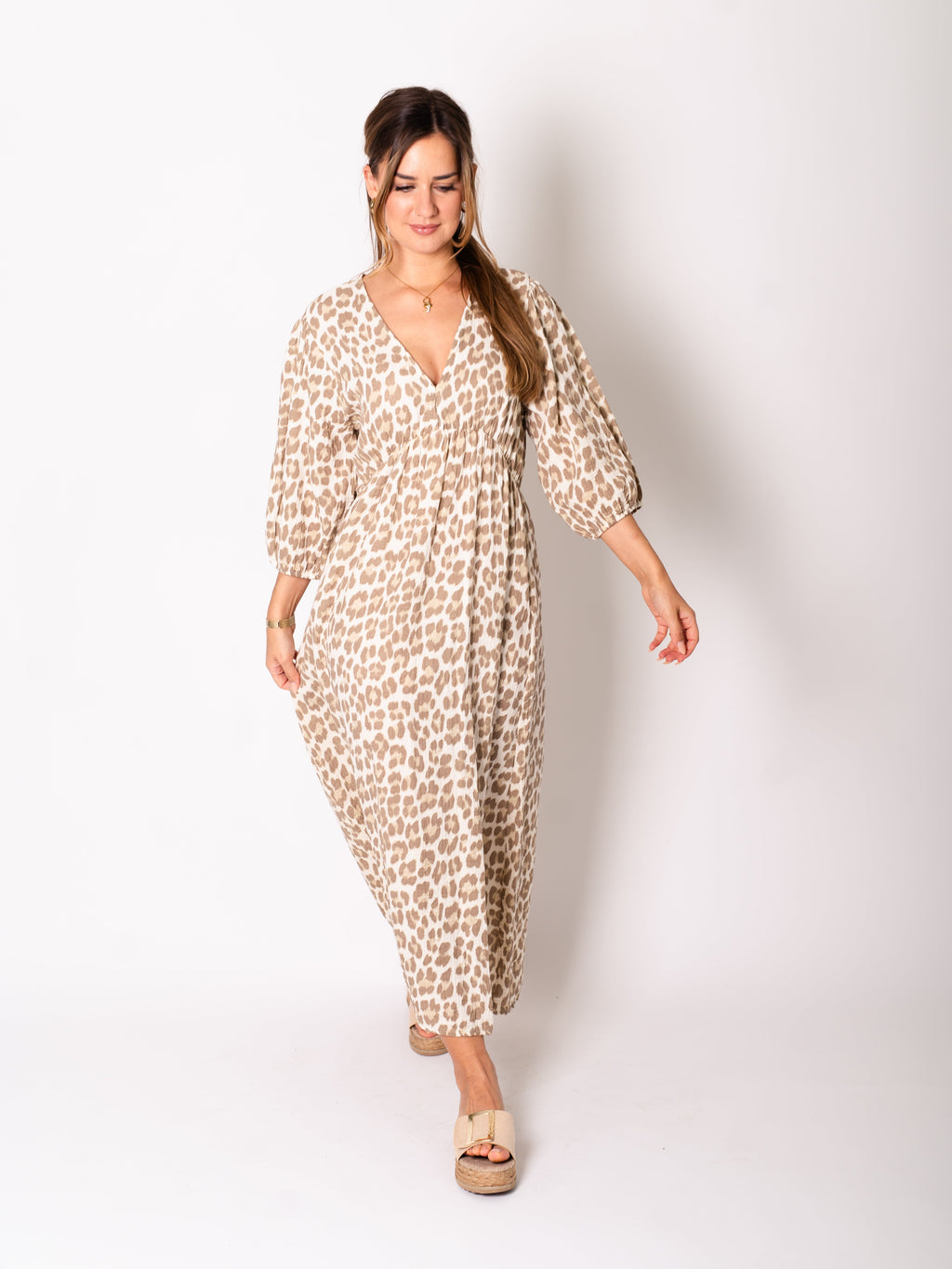 Maila Musselin Kleid - Leo/Beige