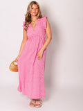 Leonora Stripes Musselin Kleid - Rosa/Rot