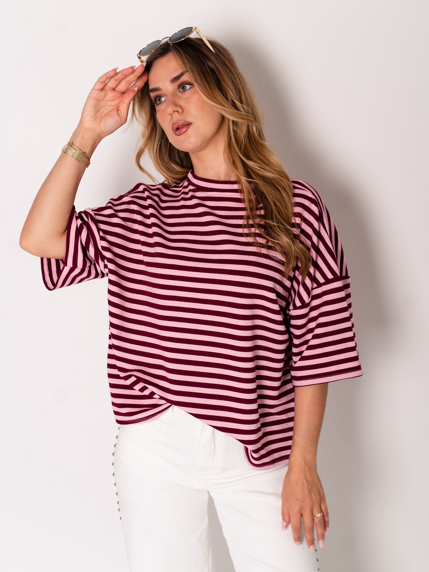 Streifen T-Shirt - Rosa/Rot
