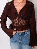 Indra Spitzen Bluse - Espresso