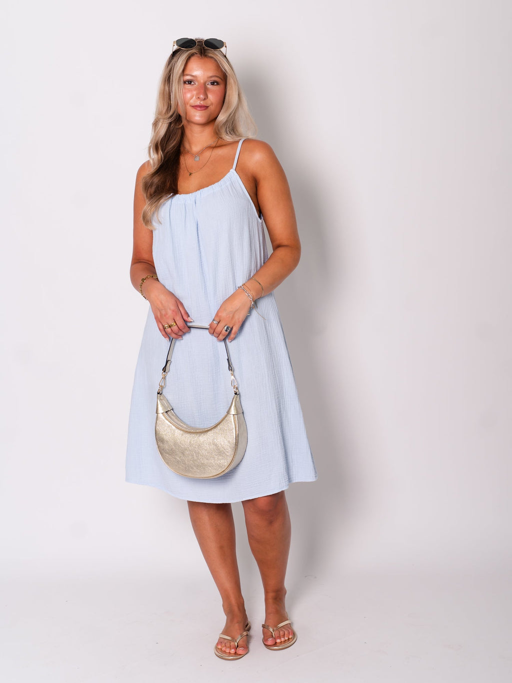 Sunny Musselin Kleid - Hellblau