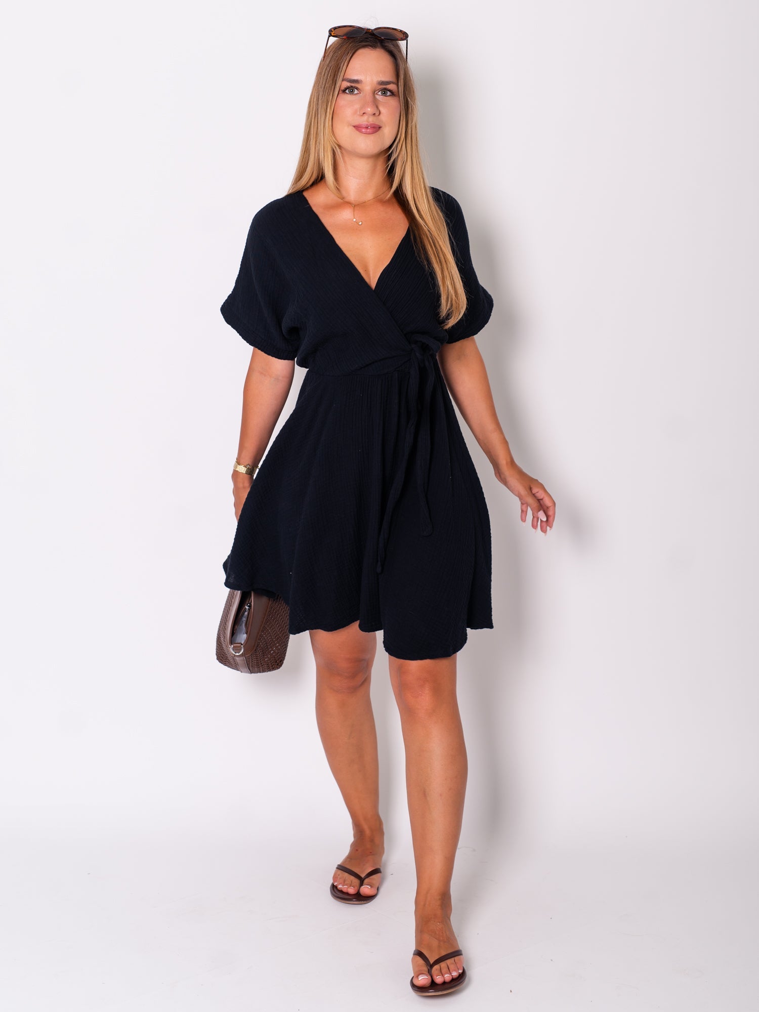 Felina Shirt Musselin Kleid - Schwarz