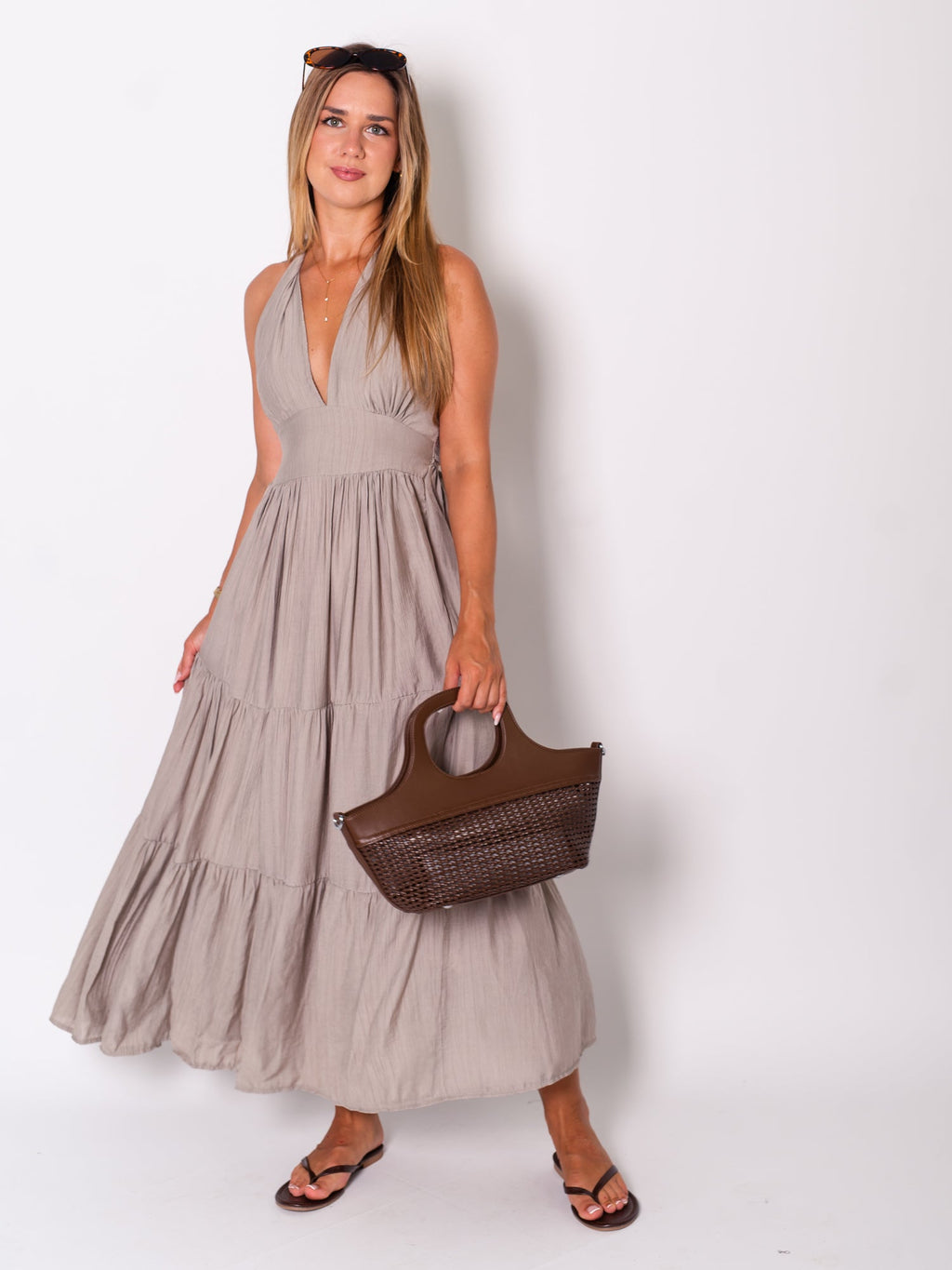 Marilyn Neckholder Kleid - Taupe