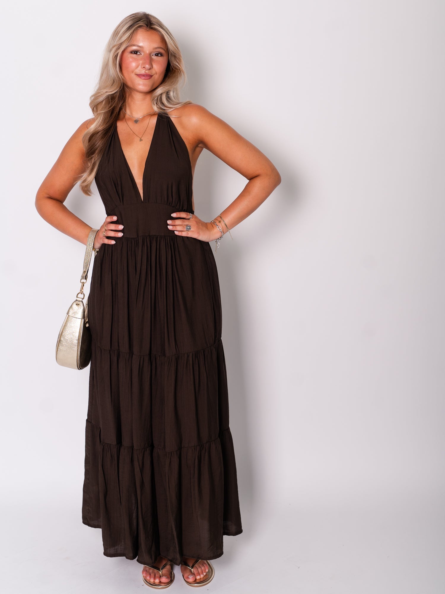 Marilyn Neckholder Kleid - Espresso