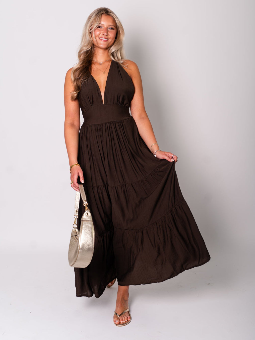 Marilyn Neckholder Kleid - Espresso