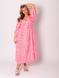 Maila Musselin Kleid - Leo/Pink/Weiß
