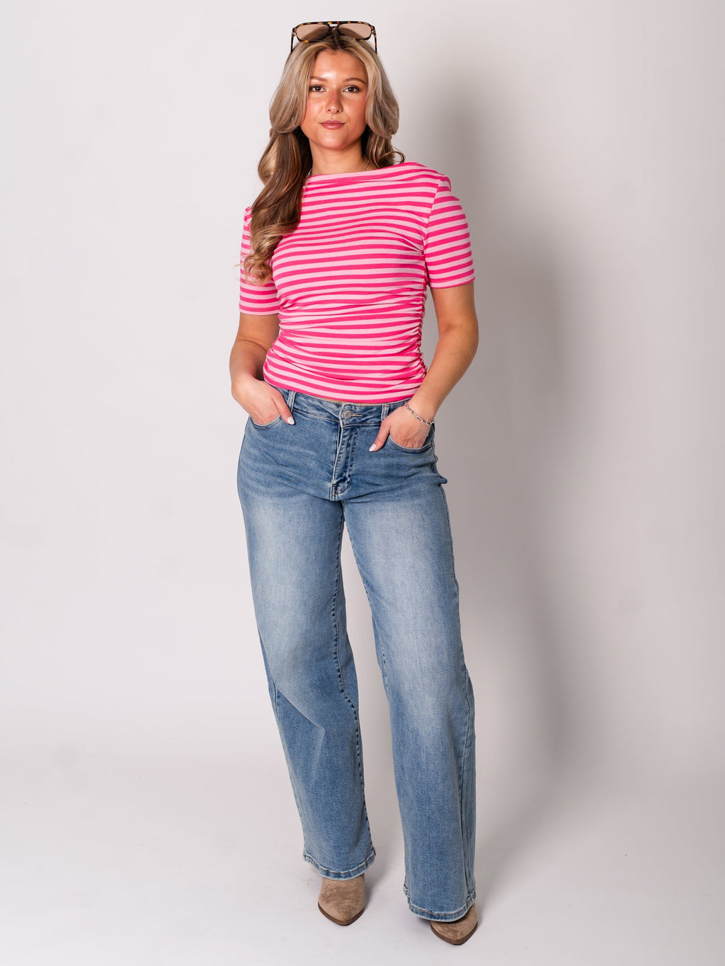 Happy Streifen Shirt - Rosa/Pink