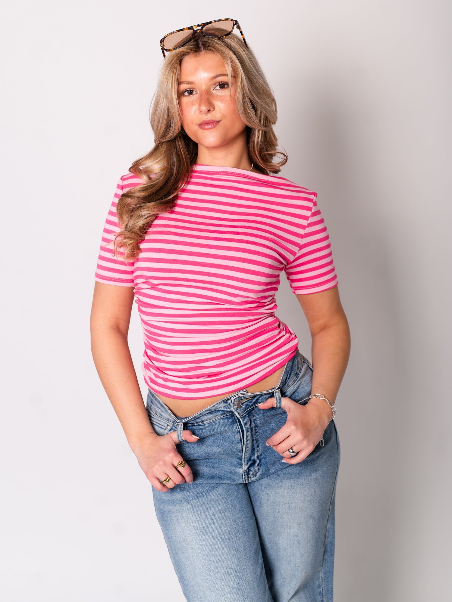 Happy Streifen Shirt - Rosa/Pink