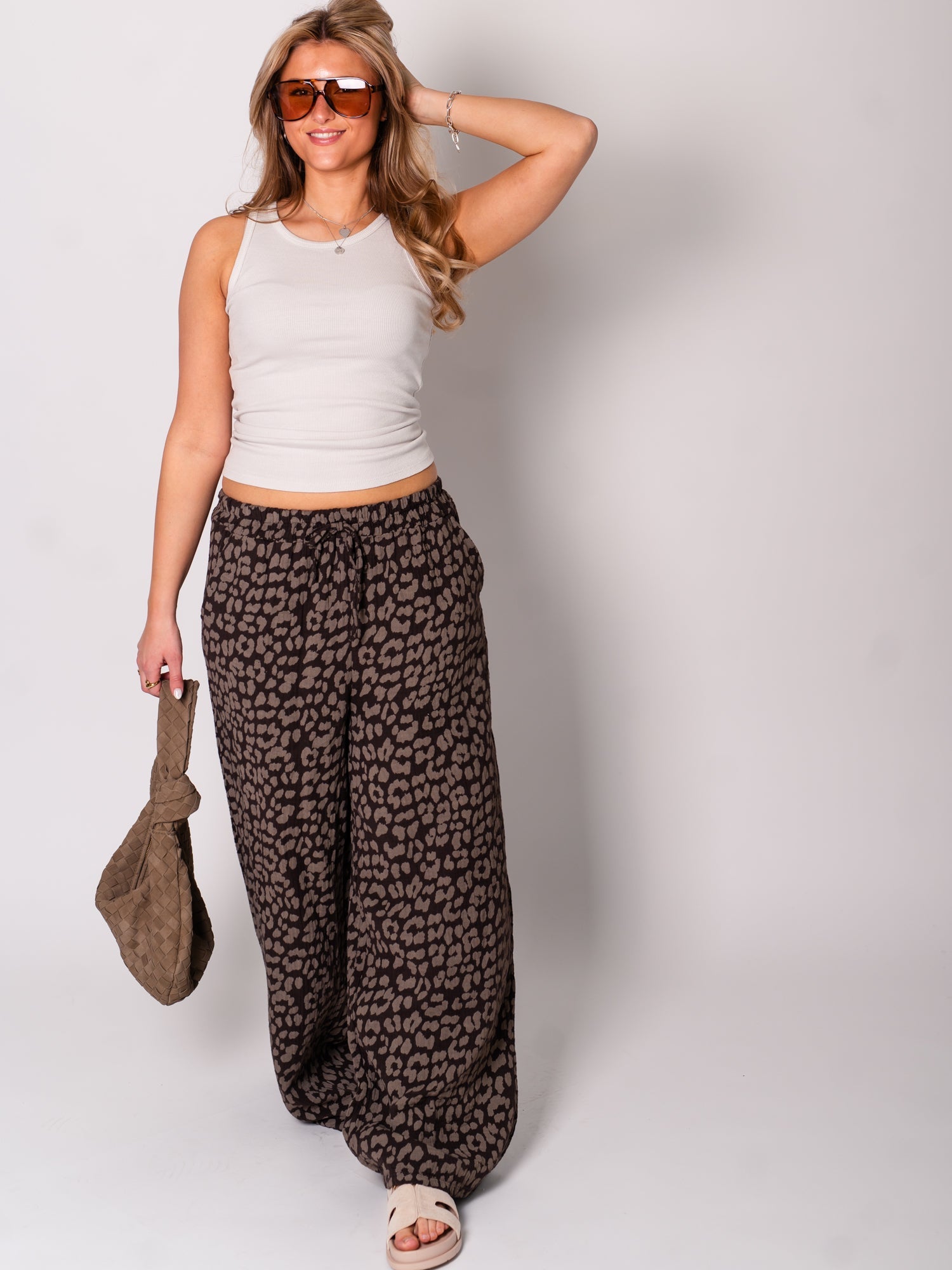 Beachy Musselin Hose - Leo/Braun/Taupe