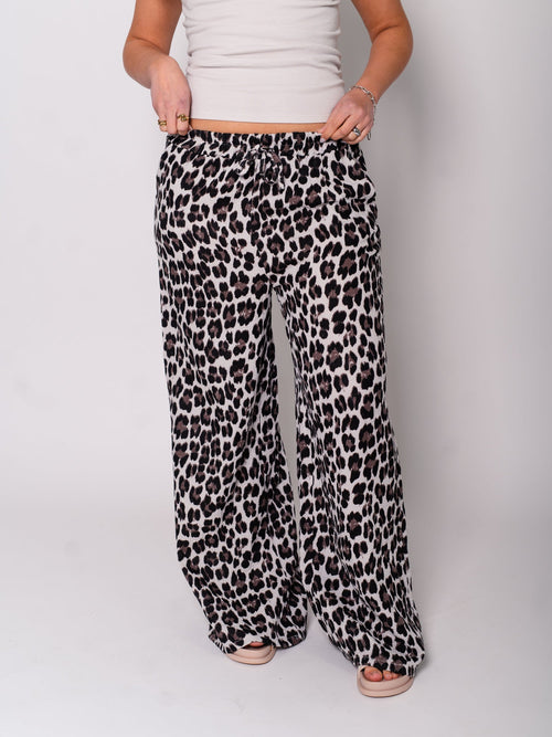 Beachy Musselin Hose - Leo/Grau