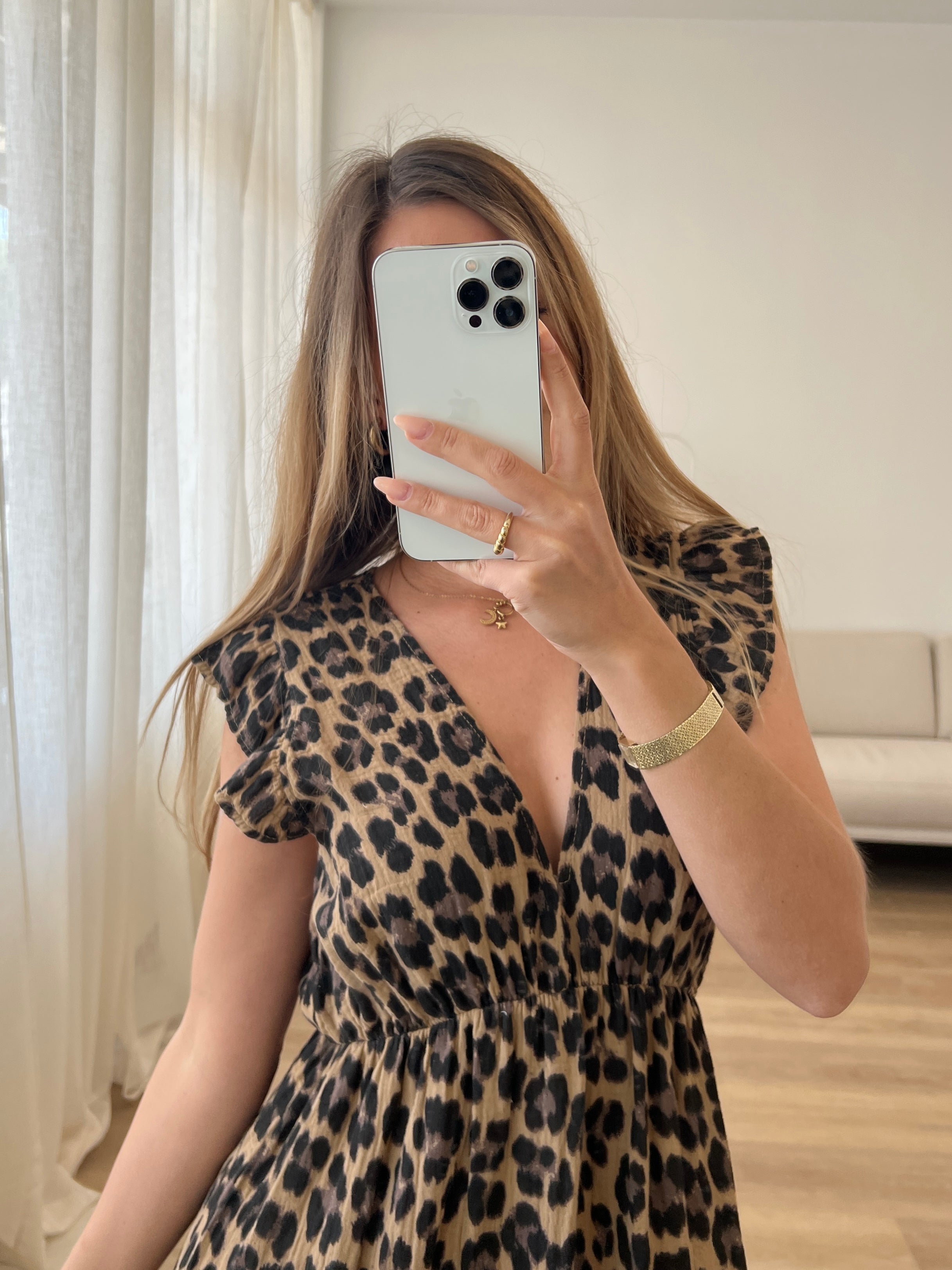 Leonora Musselin Kleid -  Leo/Camel