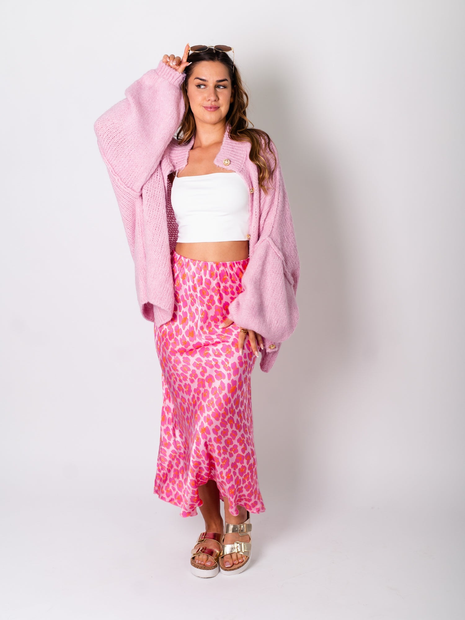 Leo Satin Rock - Pink/Orange