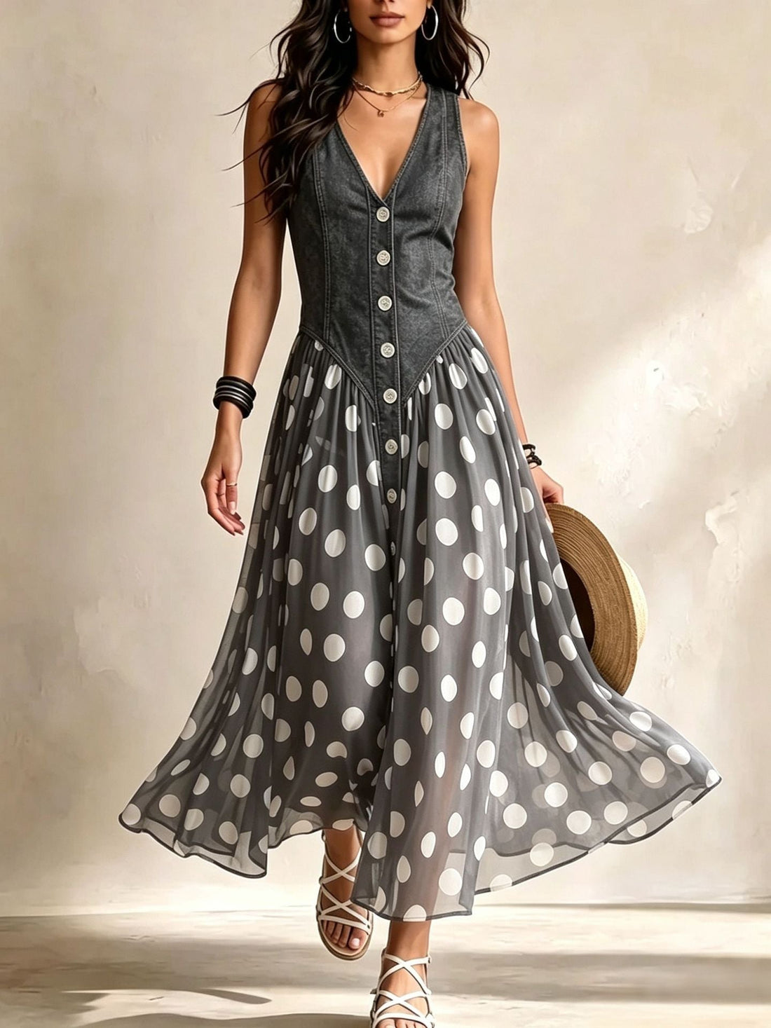 Beatrice – Vestido Largo de Lunares