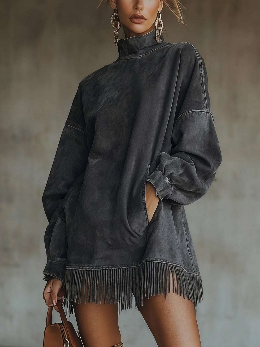 Susanna – Vestido Cuello Alto con Flecos
