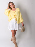 B-Ware 816. Helena Schleifen Strickjacke - Zitronengelb