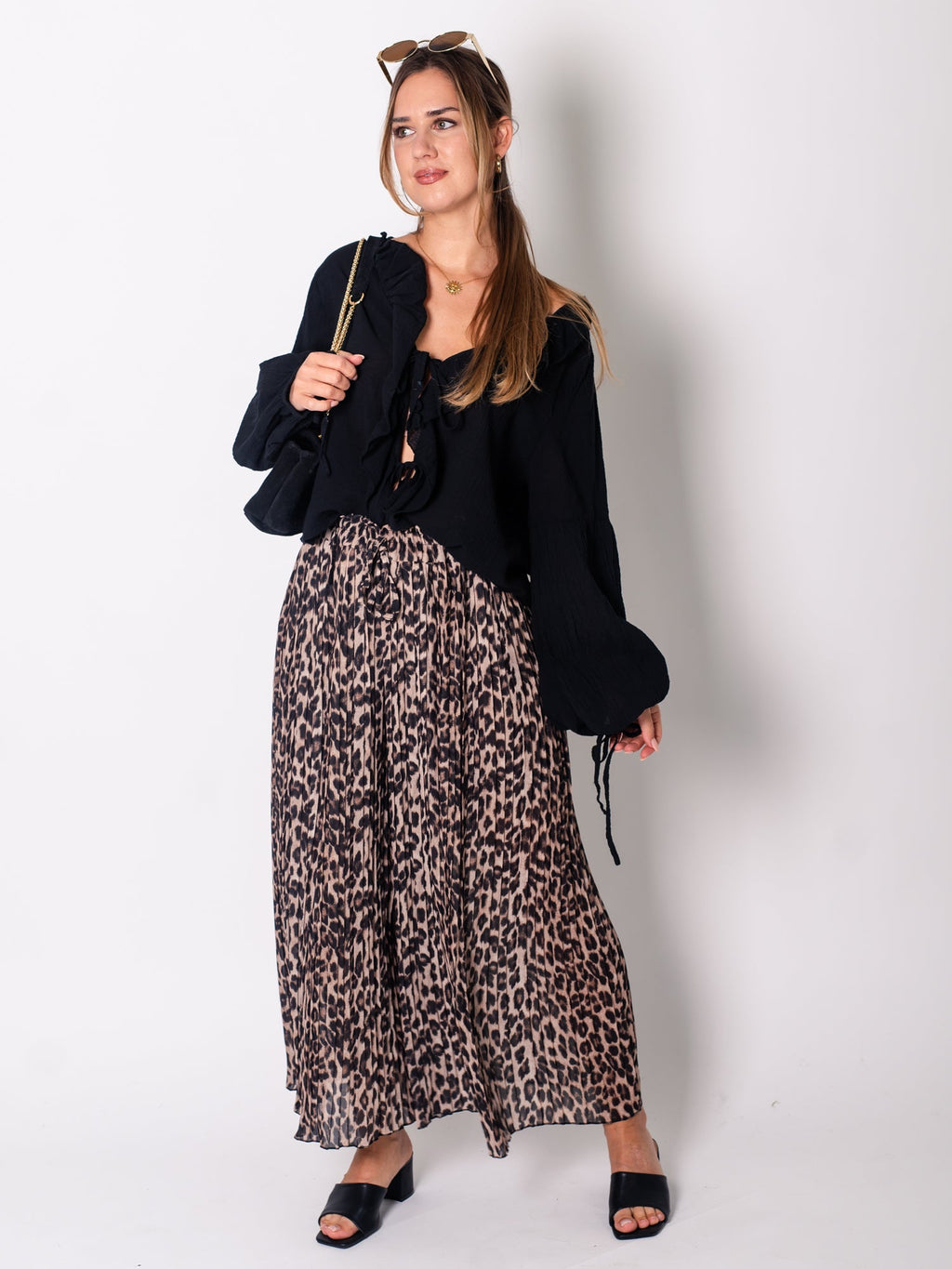 Lamiya Plissee Hose - Leo/Beige
