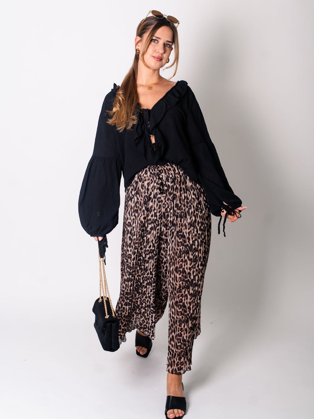 Lamiya Plissee Hose - Leo/Beige