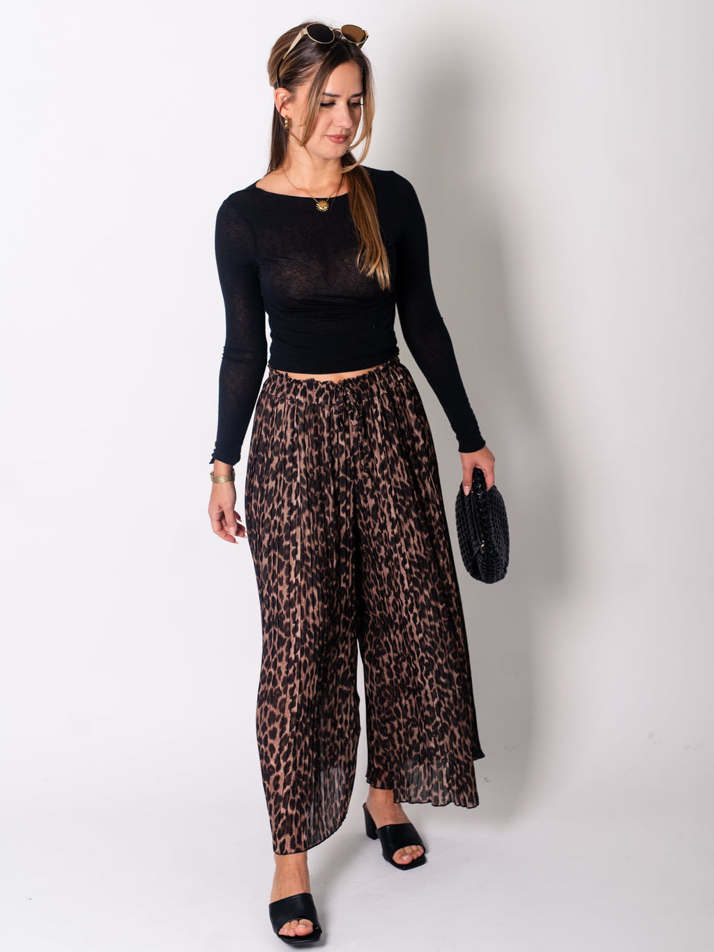Lamiya Plissee Hose - Leo/Camel