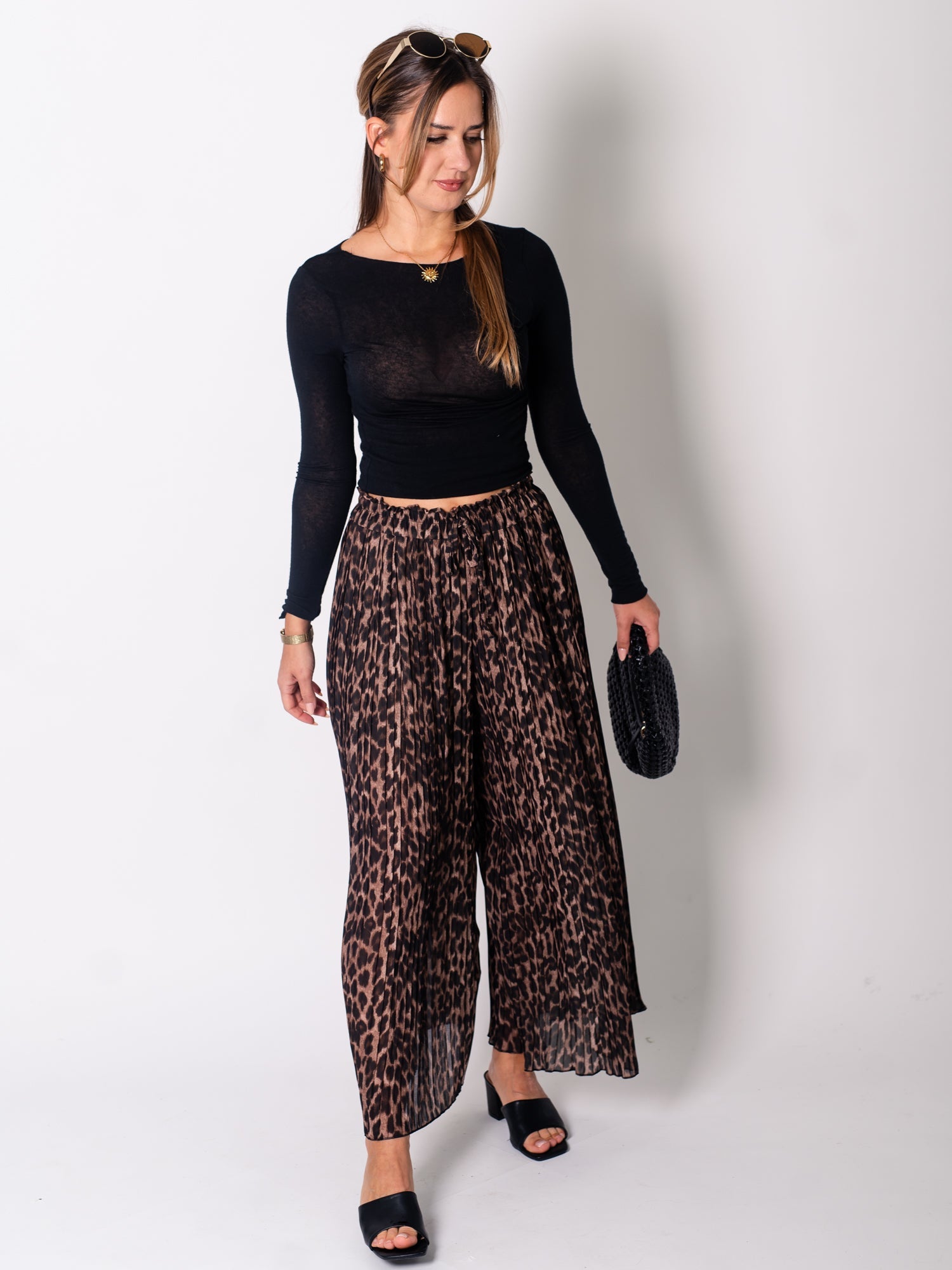 Lamiya Plissee Hose - Leo/Camel