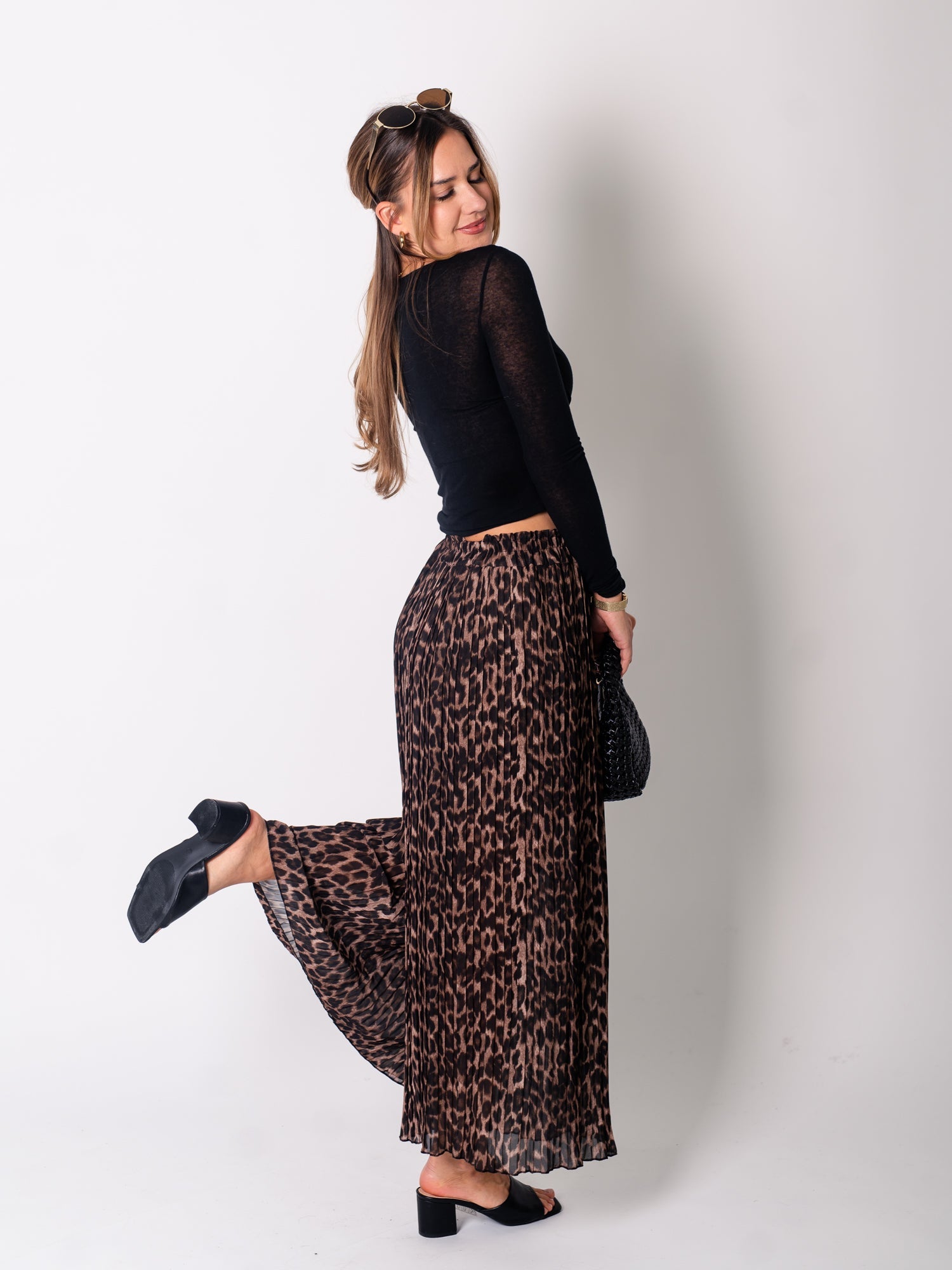 Lamiya Plissee Hose - Leo/Camel