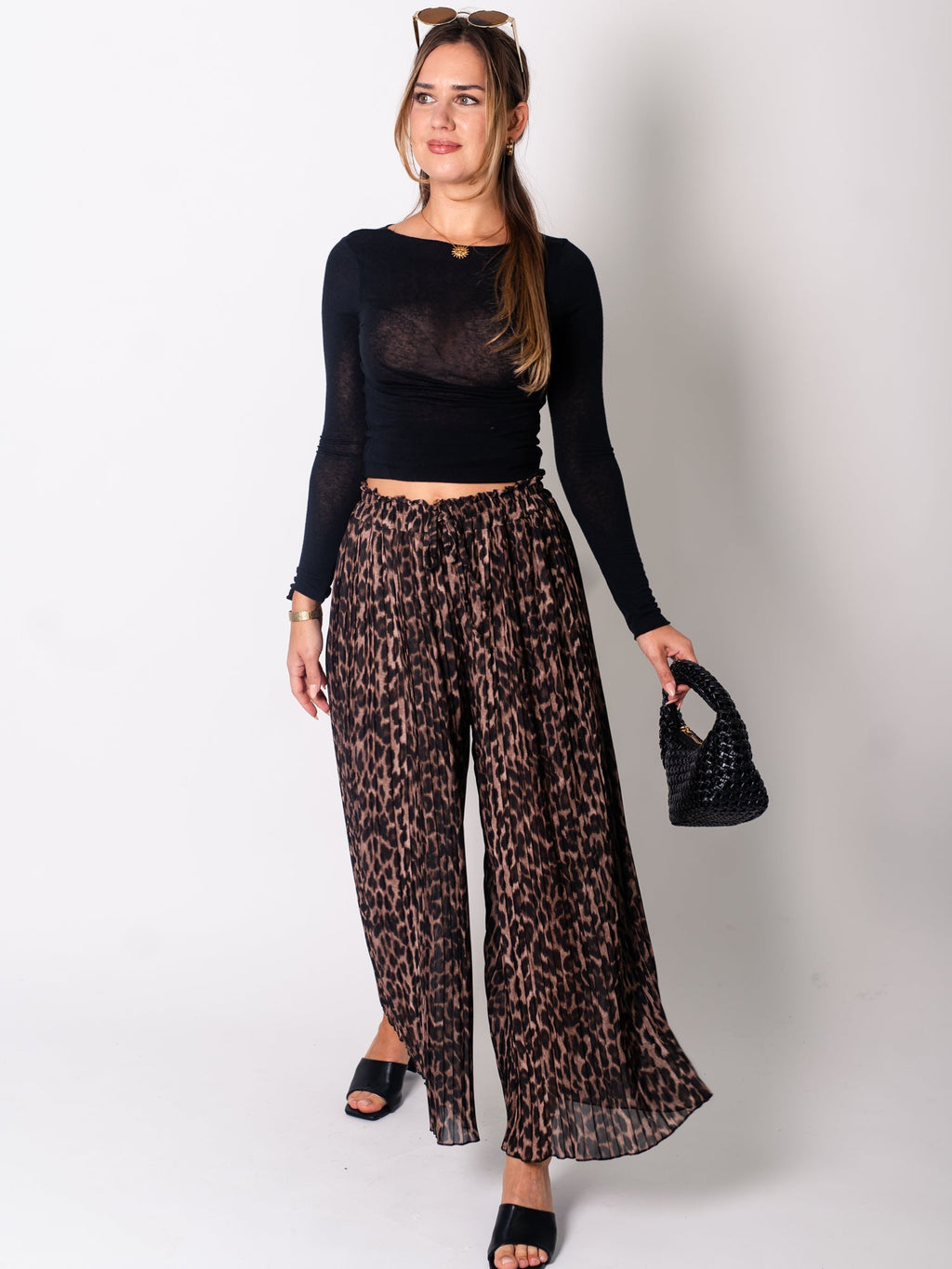 Lamiya Plissee Hose - Leo/Camel