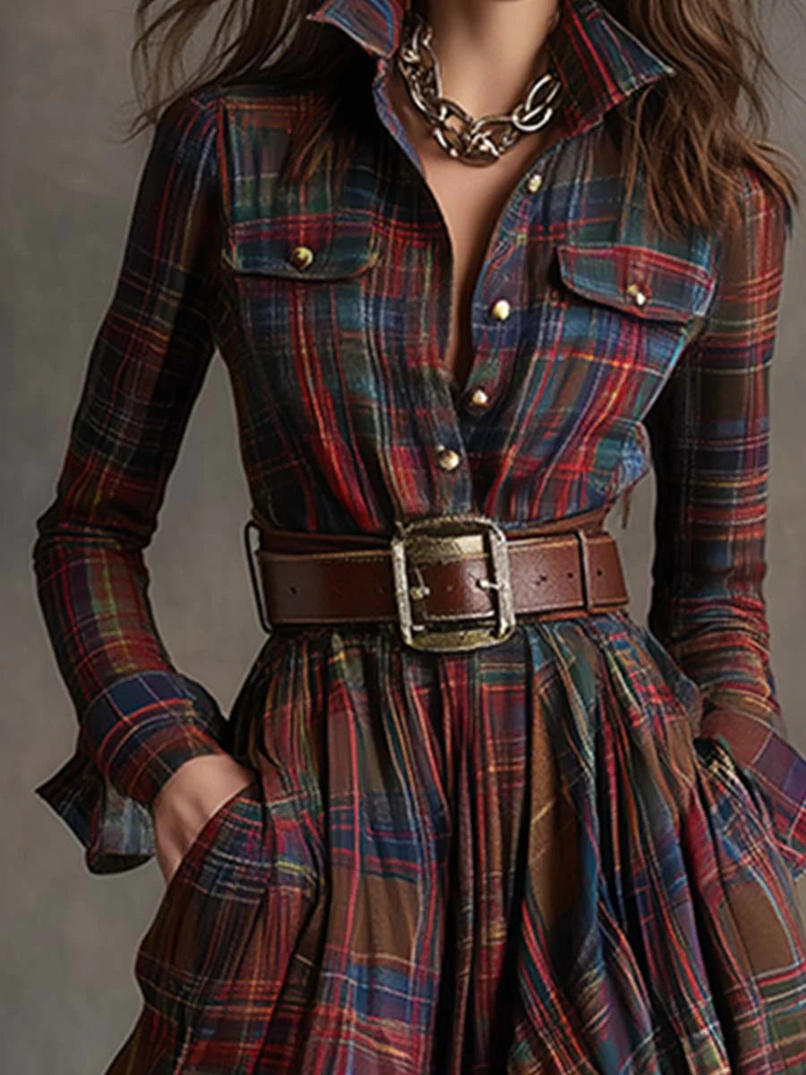 Jessica – Vestido Maxi de Cuadros