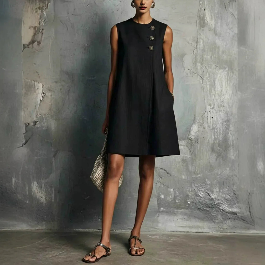 Ariana – Vestido Botones Dorados