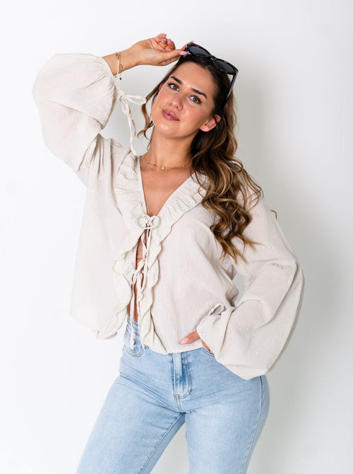 B-Ware 823. Selene Binde Bluse - Beige