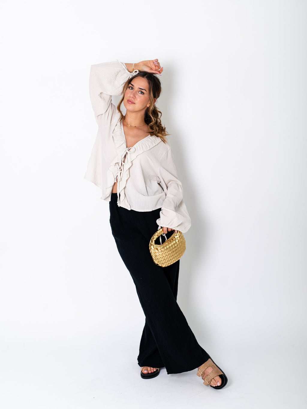 B-Ware 823. Selene Binde Bluse - Beige