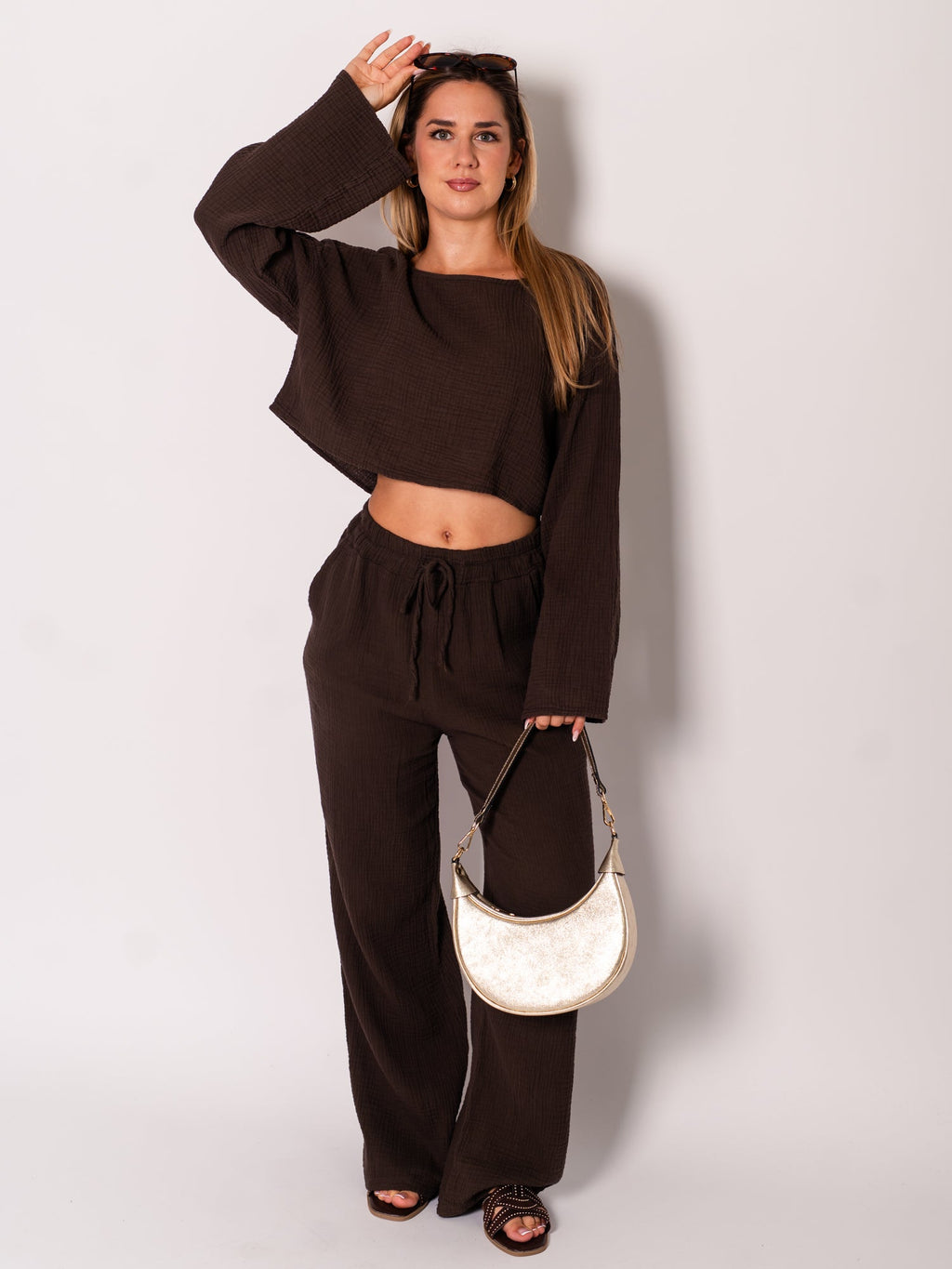 Ayla Musselin Bluse - Espresso