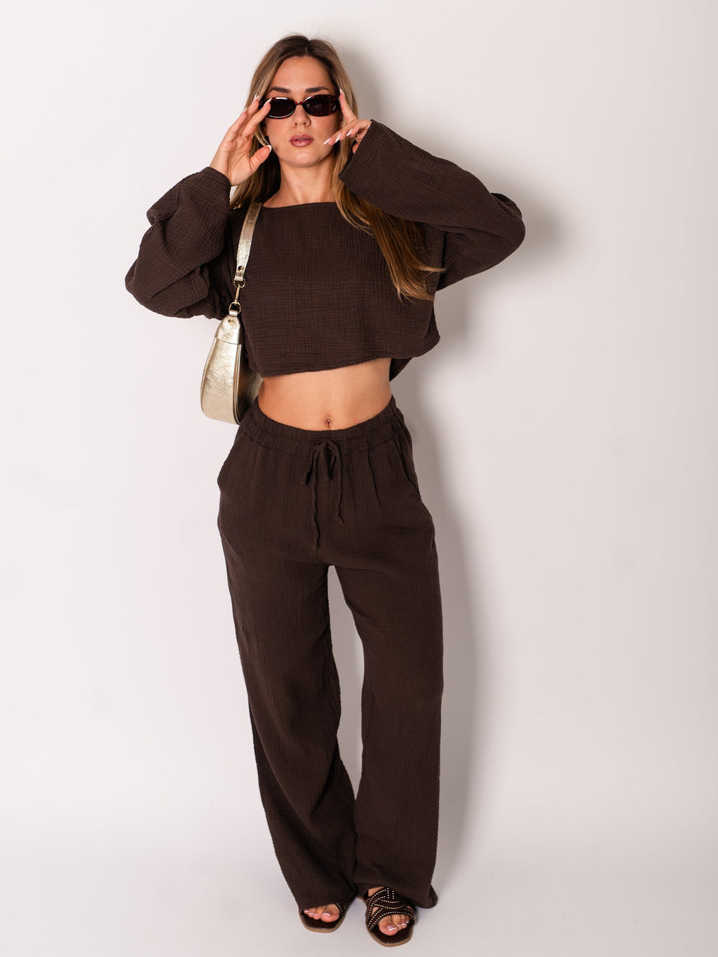 Ayla Musselin Bluse - Espresso