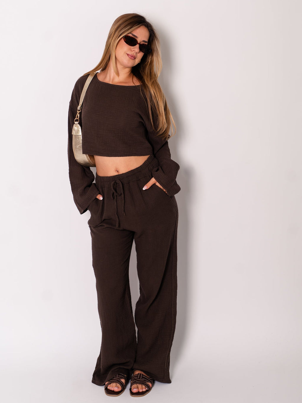 Ayla Musselin Bluse - Espresso