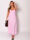 Oceane Neckholder Musselin Kleid - Rosa