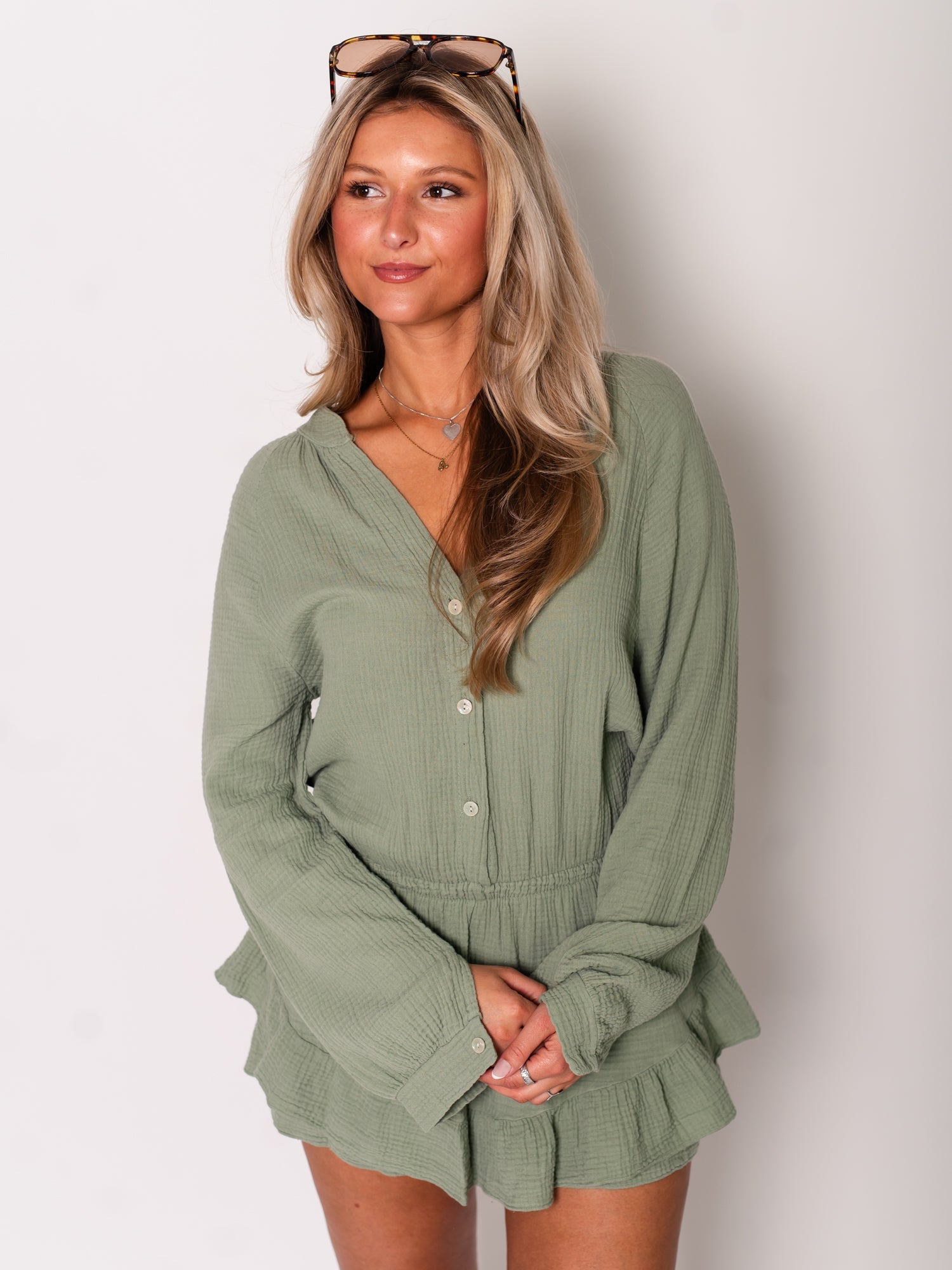 Fernanda Musselin Jumpsuit - Khaki