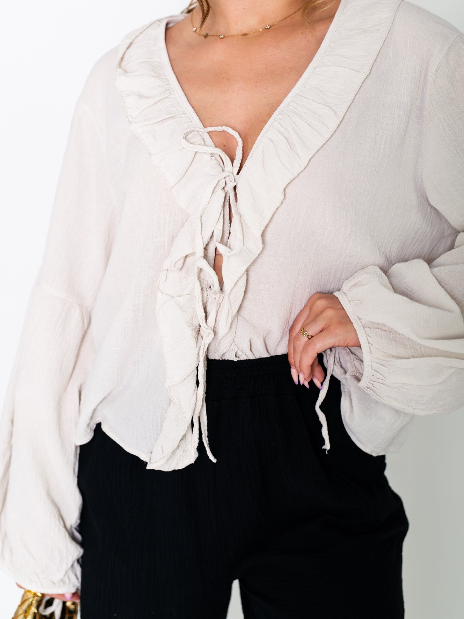 B-Ware 823. Selene Binde Bluse - Beige