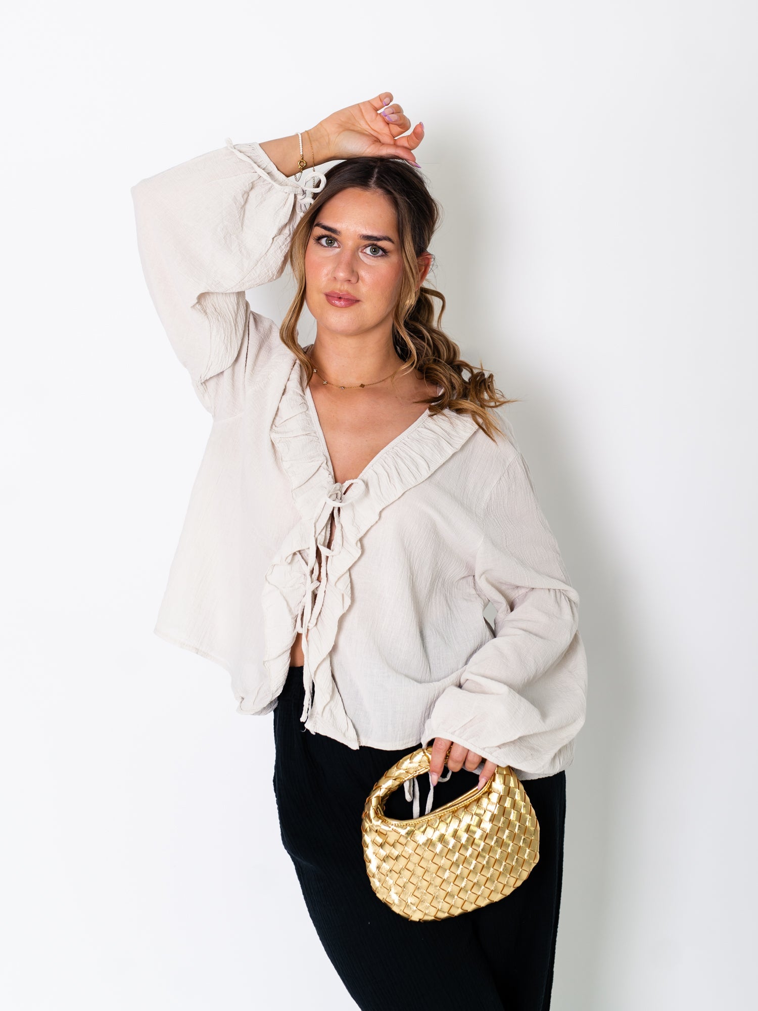 B-Ware 823. Selene Binde Bluse - Beige