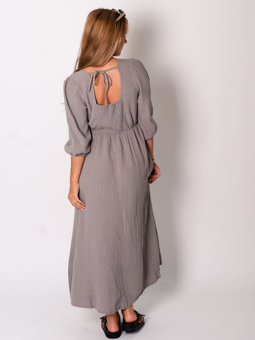 Amelia Musselin Kleid - Taupe