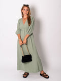 Amelia Musselin Kleid - Khaki
