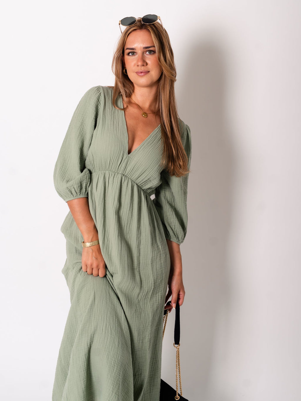 Amelia Musselin Kleid - Khaki