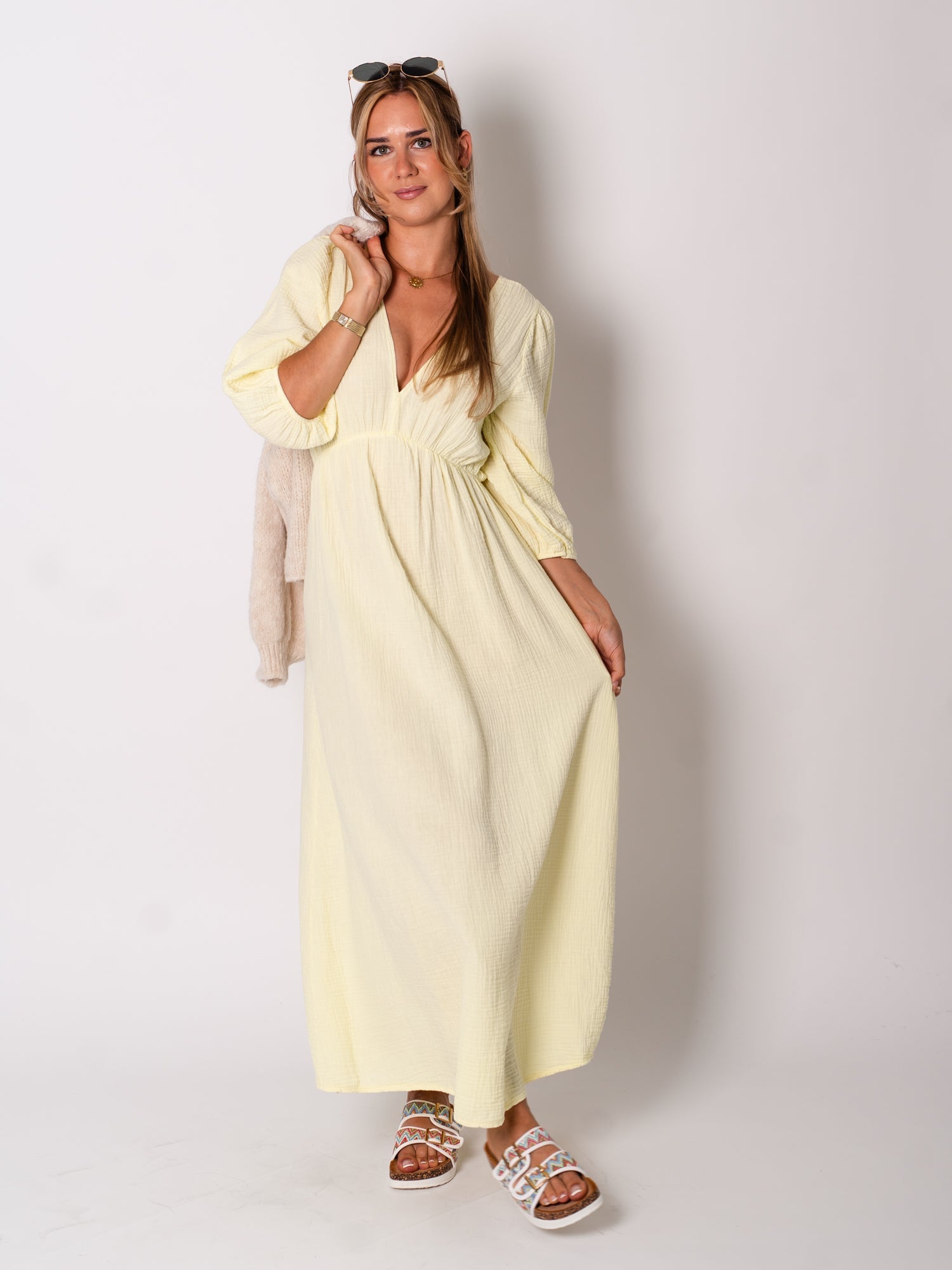Amelia Musselin Kleid - Butteryellow