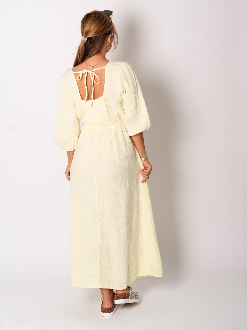 Amelia Musselin Kleid - Butteryellow