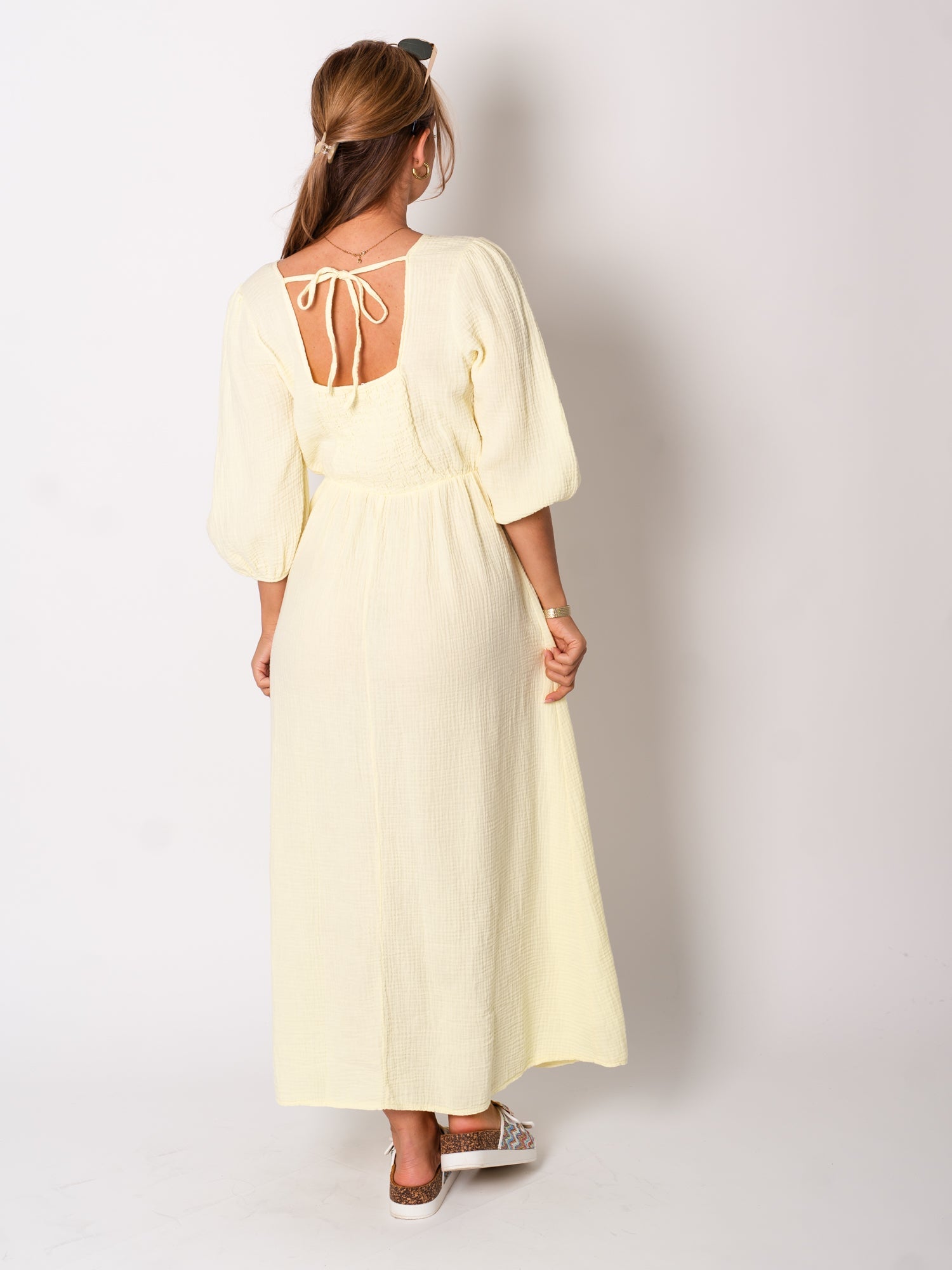 Amelia Musselin Kleid - Butteryellow