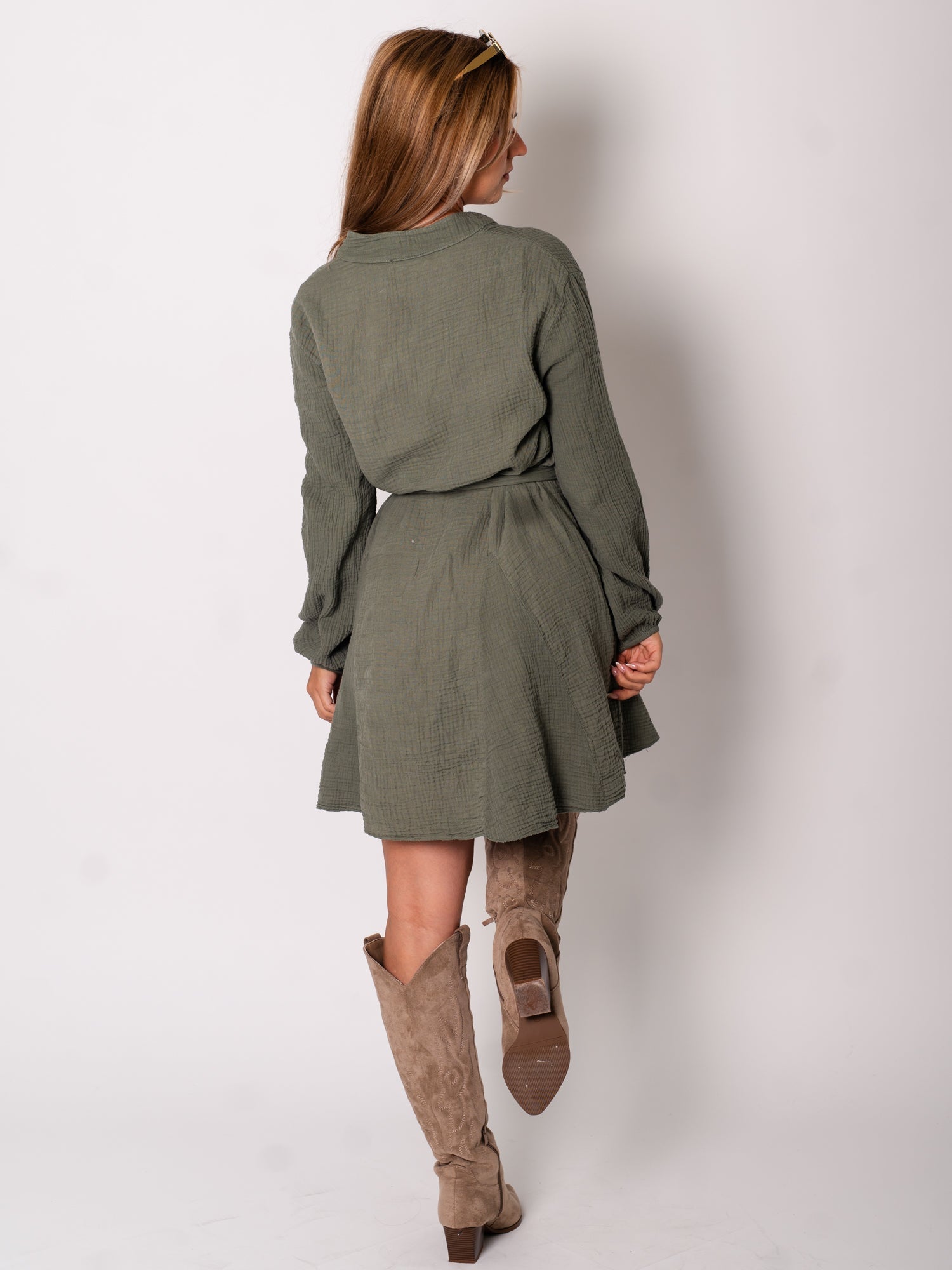 Filipa Musselin Kleid - Khaki
