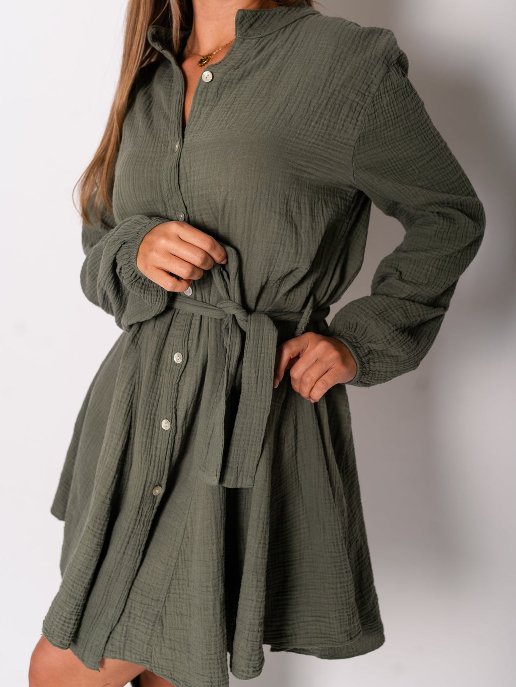 Filipa Musselin Kleid - Khaki