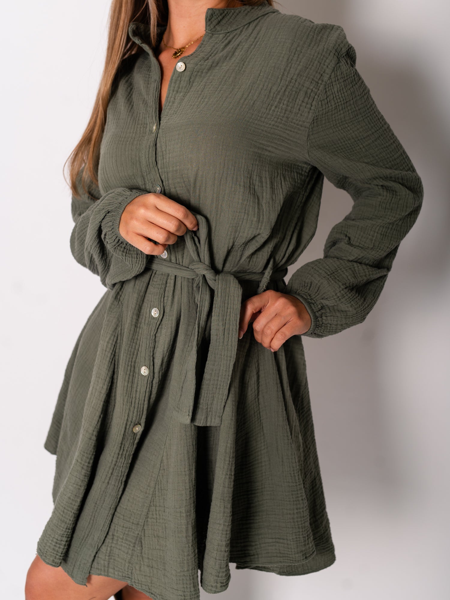 Filipa Musselin Kleid - Khaki