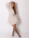 Filipa Musselin Kleid - Grau Beige