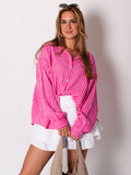 Midi Streifen Musselin Bluse - Rosa/Pink