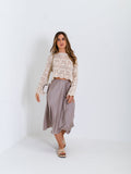 Satin Midi Rock - Taupe