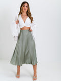 Satin Midi Rock - Salbei